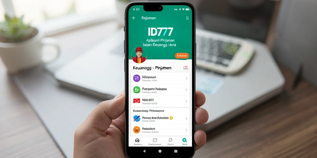 Antarmuka aplikasi ID777 yang sederhana dan mudah digunakan untuk kebutuhan pinjaman.