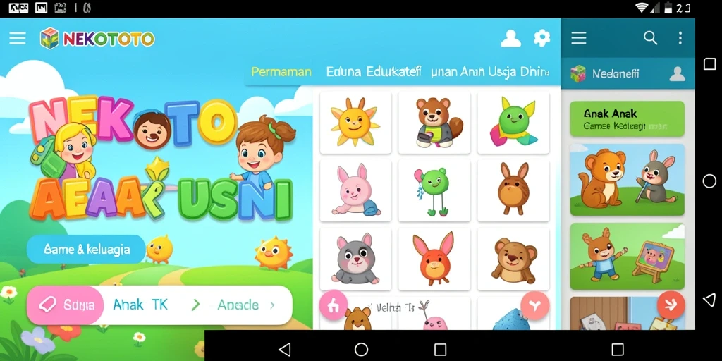 Tampilan antarmuka menarik dan edukatif dari NEKOTOTO.