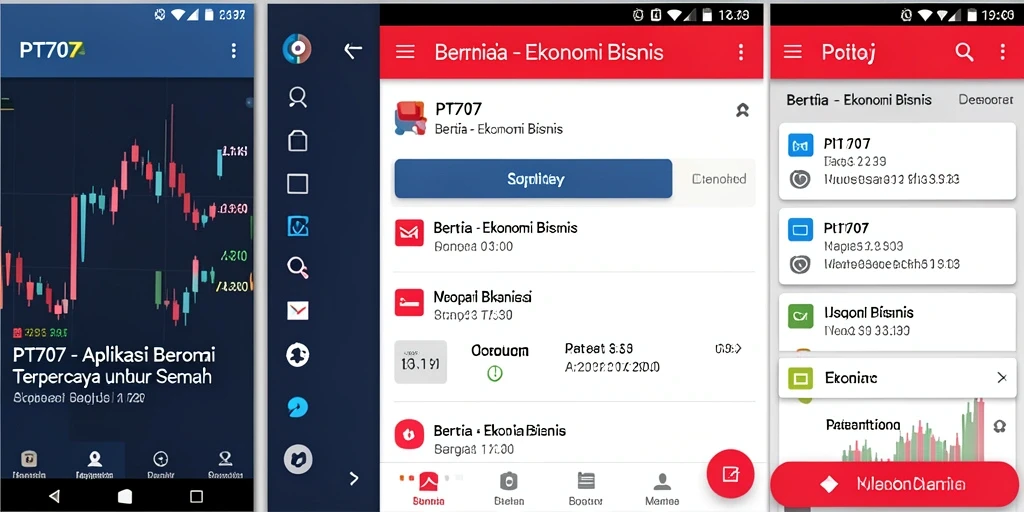 Tampilan antarmuka PT707 menampilkan berita ekonomi terkini dengan desain yang menarik.