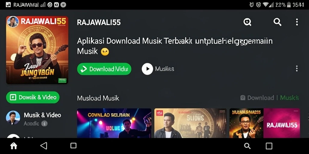 Antarmuka intuitif dari aplikasi Download Musik RAJAWALI55.