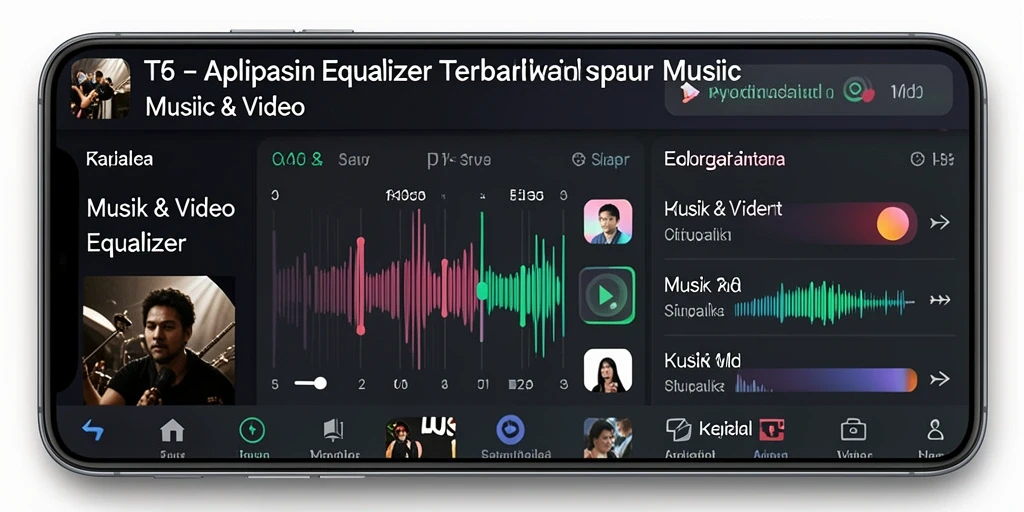 Antarmuka aplikasi Equalizer T6 yang menarik dan user-friendly.
